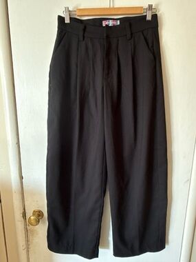 Urban Outfitters Pleated Wide Leg Baggy Barrel Pants High Rise Black Sz 0